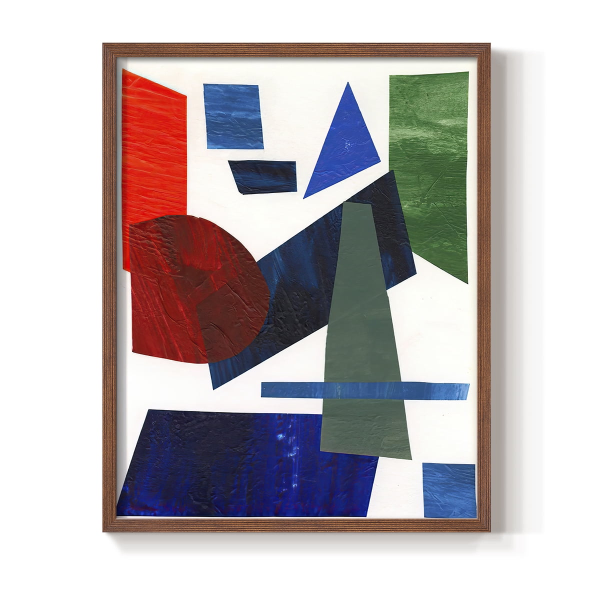 Colorful Shapes III Framed Print in Brown Solid Wood Framed Print No Nail Hanging