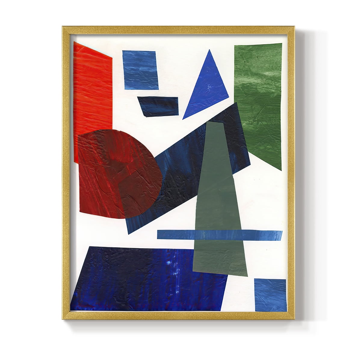 Colorful Shapes III Framed Print in Gold Solid Wood Framed Print No Nail Hanging