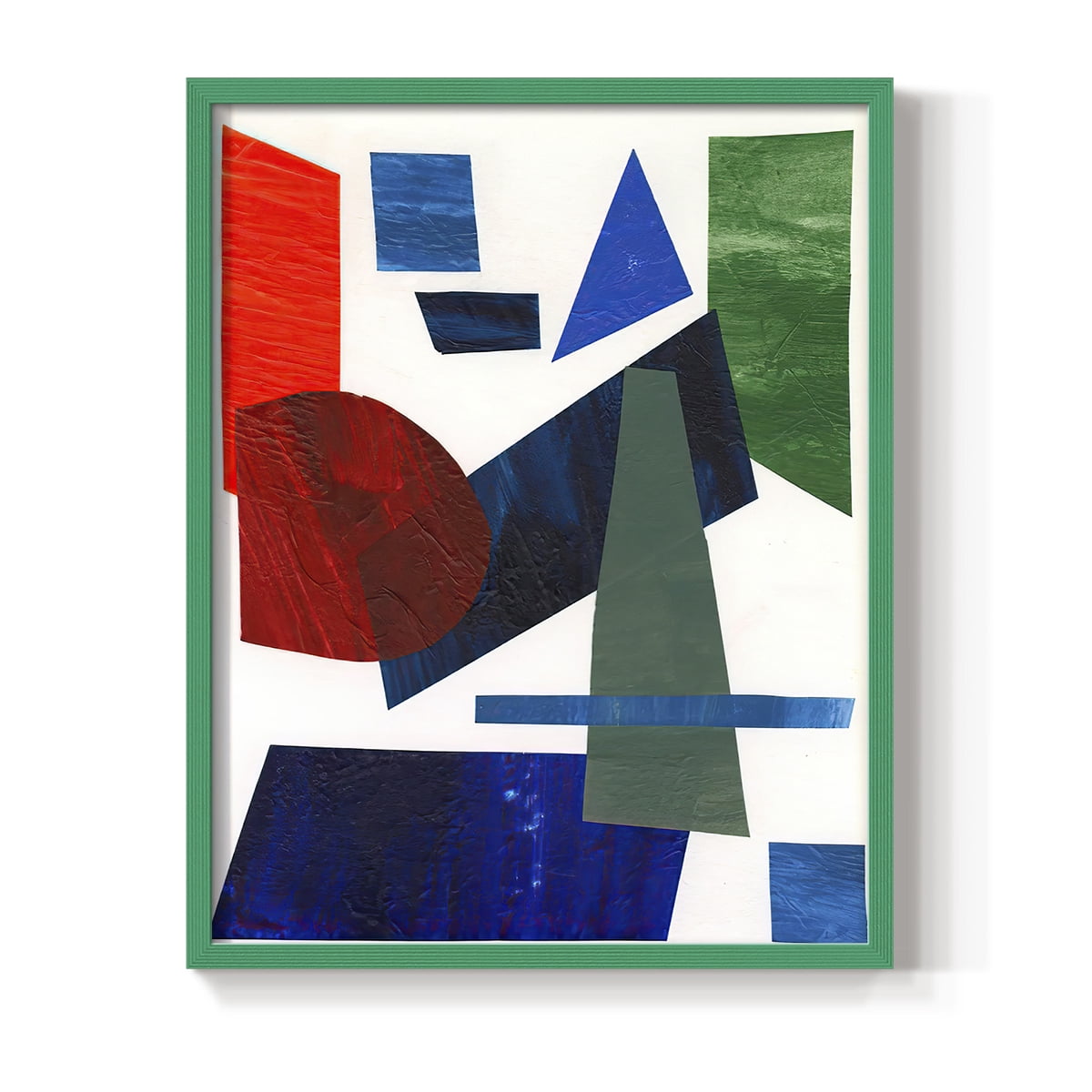 Colorful Shapes III Framed Print in Green Solid Wood Framed Print No Nail Hanging