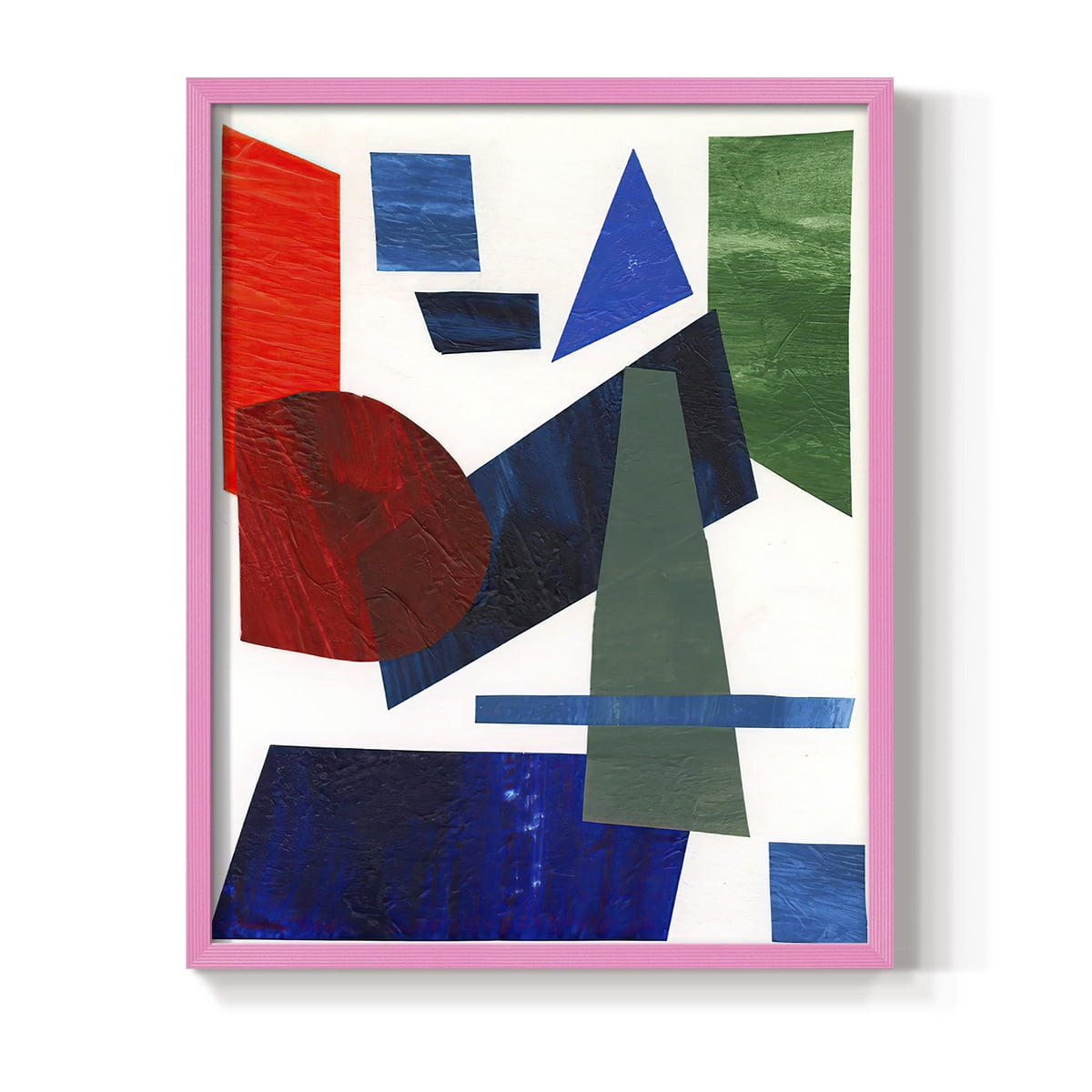 Colorful Shapes III Framed Print in Pink Solid Wood Framed Print No Nail Hanging