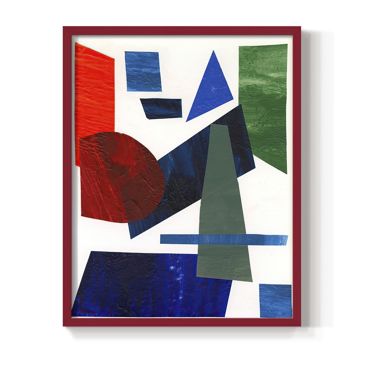 Colorful Shapes III Framed Print in Red Solid Wood Framed Print No Nail Hanging