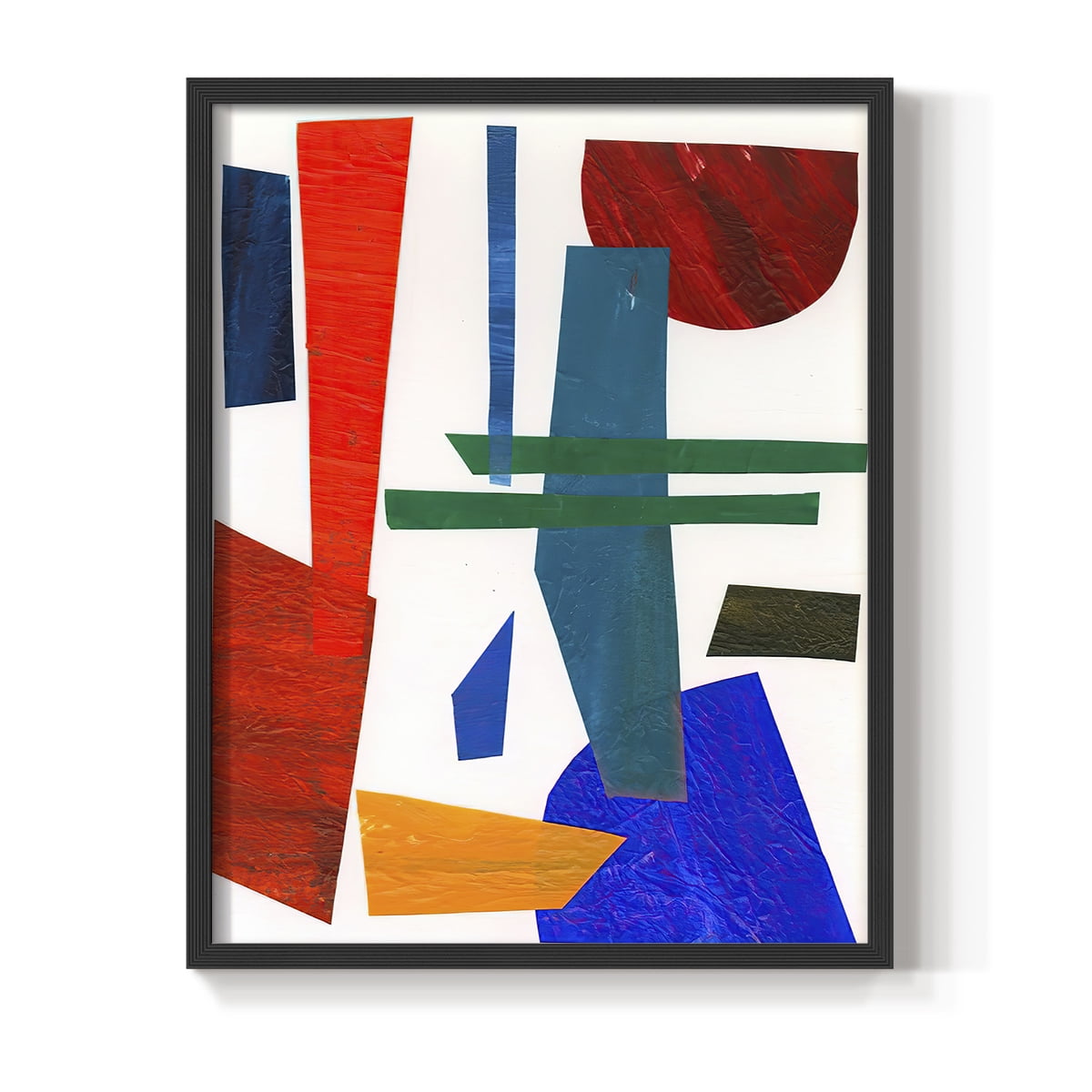 Colorful Shapes IV Framed Print in Black Solid Wood Framed Print No Nail Hanging
