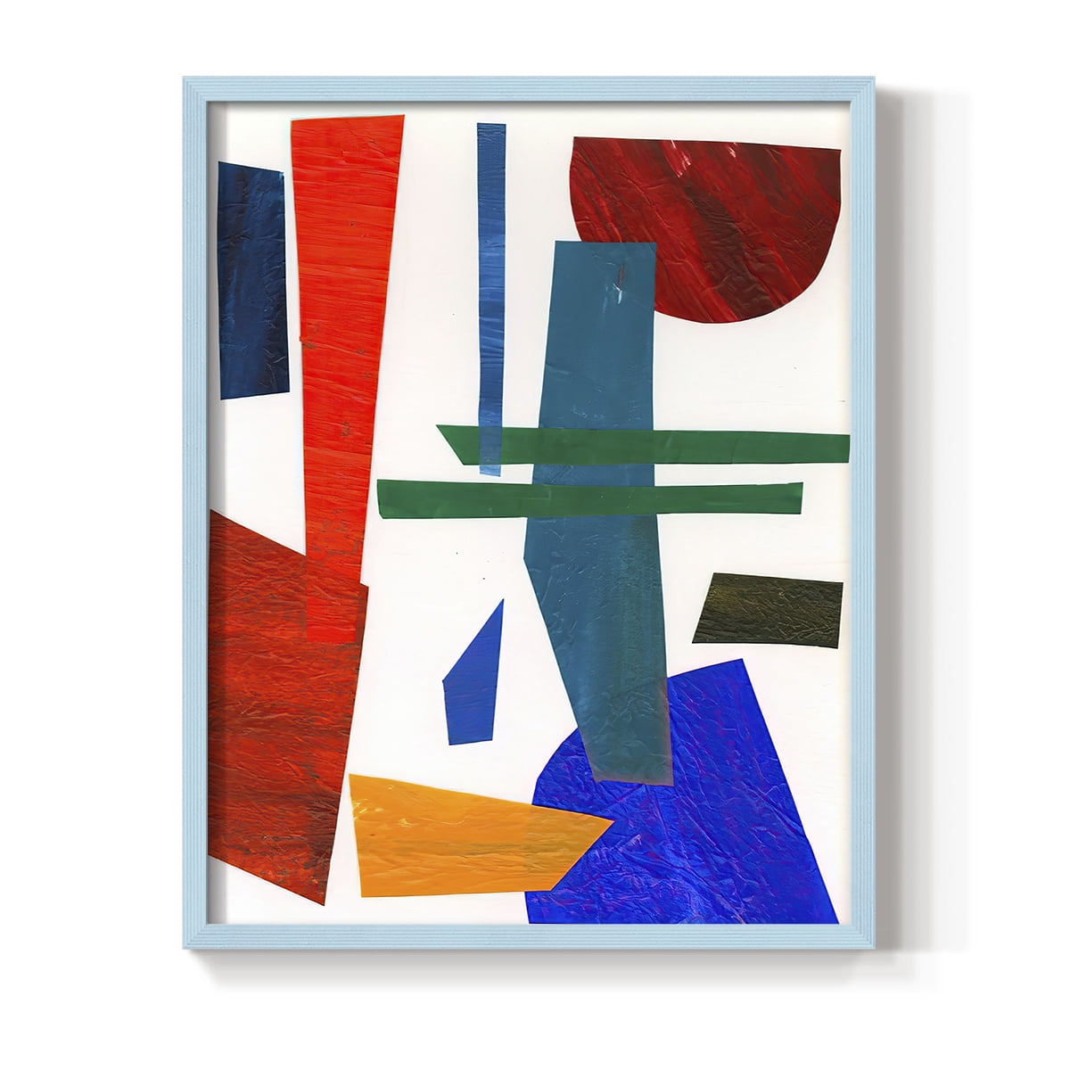 Colorful Shapes IV Framed Print in Blue Solid Wood Framed Print No Nail Hanging