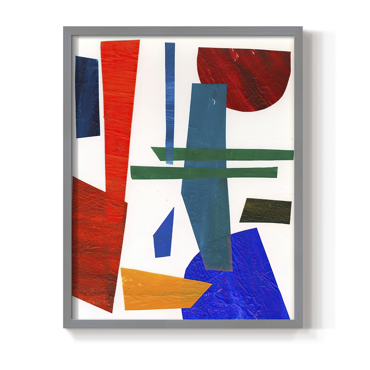 Colorful Shapes IV Framed Print in Gray Solid Wood Framed Print No Nail Hanging