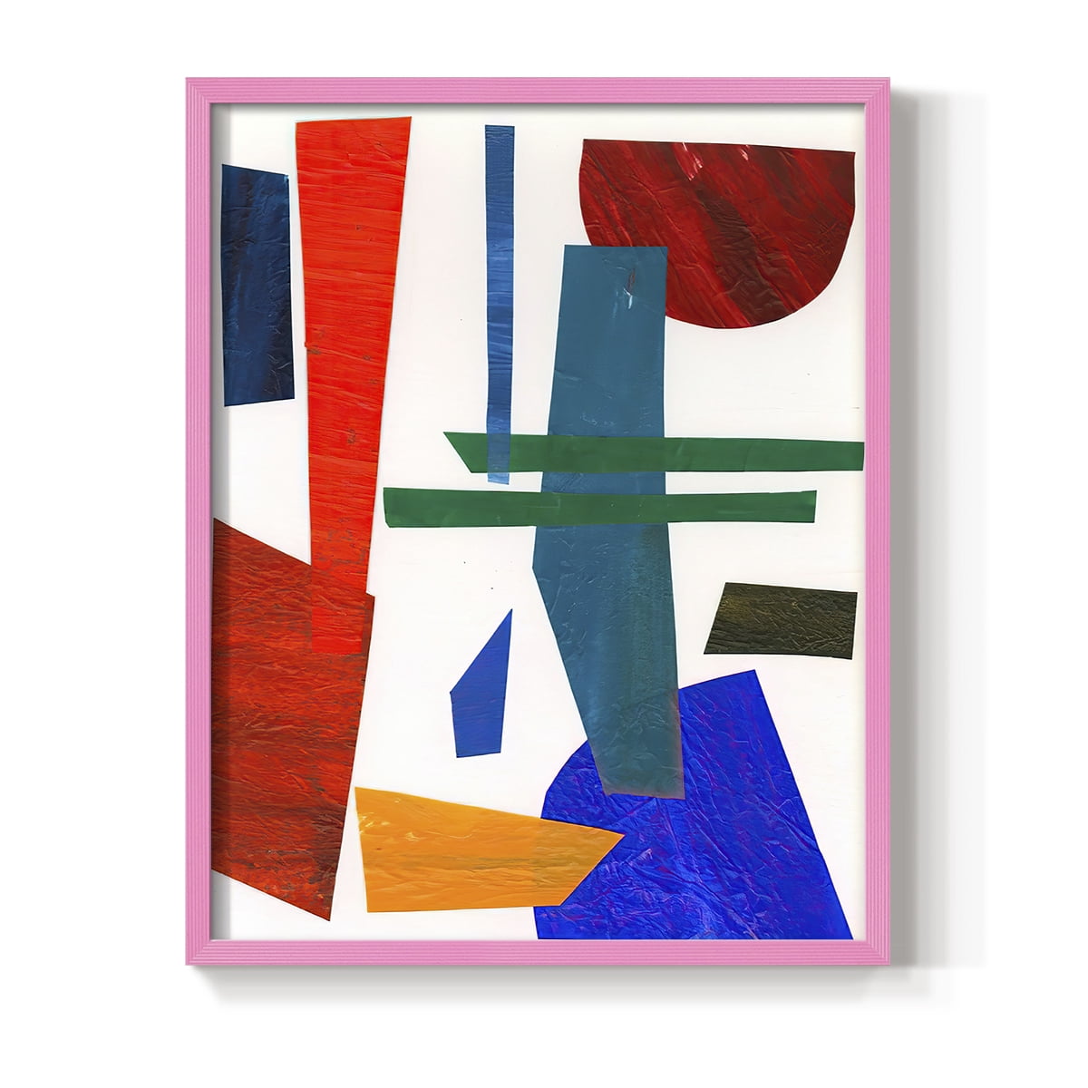 Colorful Shapes IV Framed Print in Pink Solid Wood Framed Print No Nail Hanging
