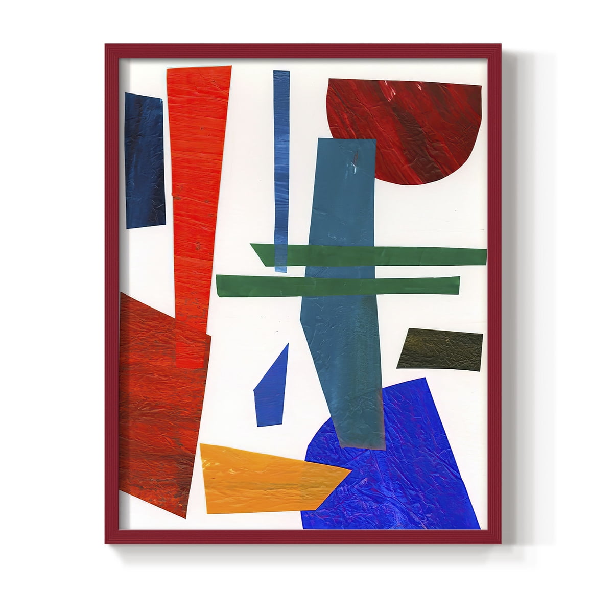 Colorful Shapes IV Framed Print in Red Solid Wood Framed Print No Nail Hanging