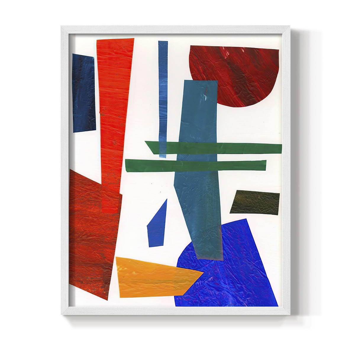 Colorful Shapes IV Framed Print in White Solid Wood Framed Print No Nail Hanging