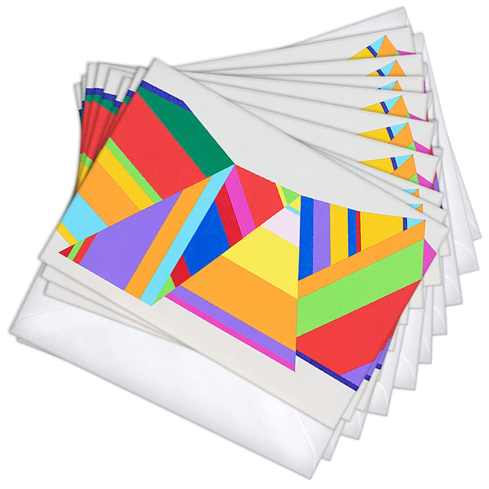 Geometric Shapes Thank You Blank Note Greeting Cards | 20 Pack Bulk Set (4X6)