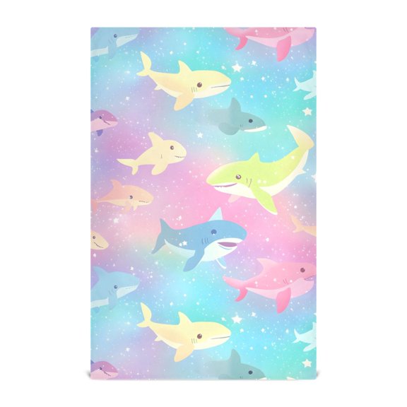 Colorful Sharks Kitchen Towels Waffle Weave Decorative Tea Towels Multi Use Dishcloths 28x18in