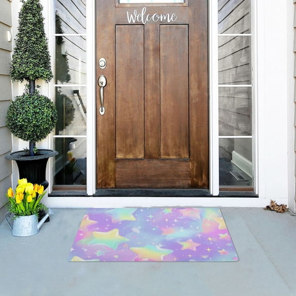 Colorful Shining Stars Doormats Welcome Mats Gate Pads Entryway Outdoor 32" x 20"