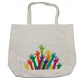 thumbnail image 1 of Colorful Shopping Bag, Lively Colored Silhouette of Hands Friendship Togetherness Future Themes, Eco-Friendly Reusable Bag for Groceries Beach and More, 15.5" X 14.5", Cream, by Ambesonne, 1 of 2