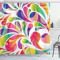 thumbnail image 1 of Colorful Shower Curtain, Abstract Arc-drop Shapes Energetic Composition with Vibrant Colors Curvy Splatters, Fabric Bathroom Set with Hooks, 69W X 84L Inches Extra Long, Multicolor, by Ambesonne, 1 of 3