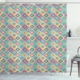 thumbnail image 1 of Colorful Shower Curtain, Diagonal Nested Squares with Retro Effect Simplistic Geometrical Checkered Style, Fabric Bathroom Set with Hooks, 69W X 70L Inches, Multicolor, by Ambesonne, 1 of 3