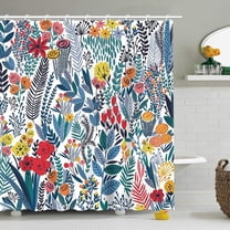 Colorful Shower Curtain Floral Shower Curtain for Bathroom Flower Shower Curtains Pretty Shower Curtain with Hooks Blue Shower Curtain Bright Bohemian Boho Floral Bathroom Decor, 72"W x 72"H
