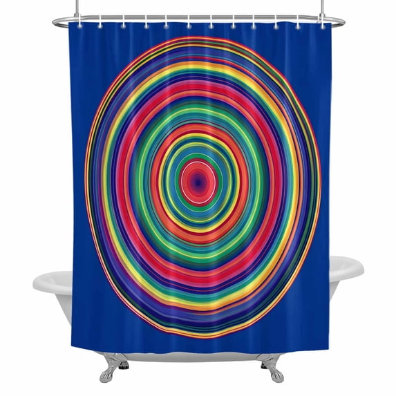 Colorful Shower Curtain for Bathroom, Striped Waterproof Cloth Fabric Bathroom Accessories Set with 12 Rust Proof Plastic Hooks, 48"x72"