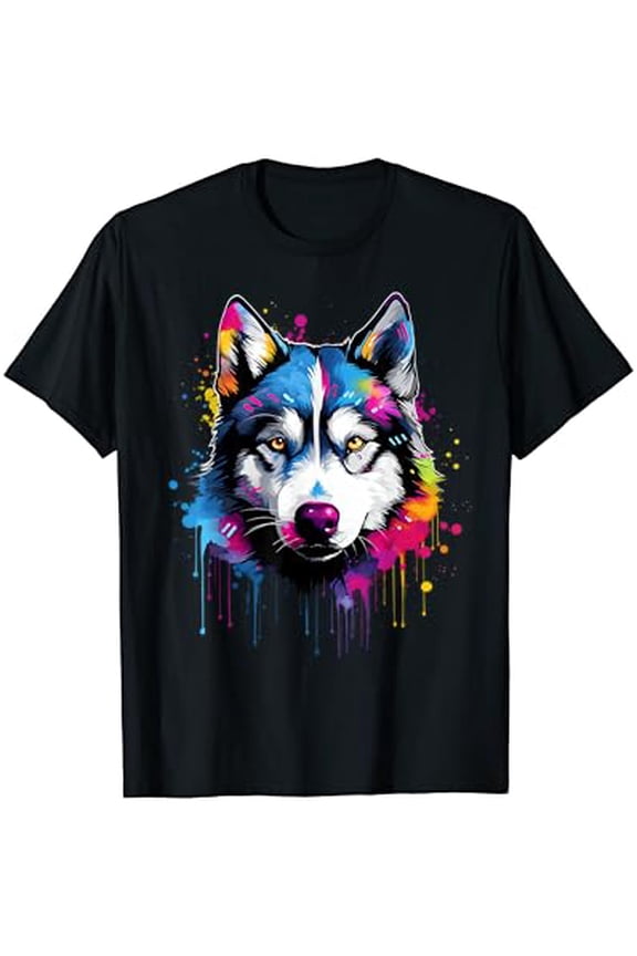 Colorful Siberian Husky Dog T-Shirt
