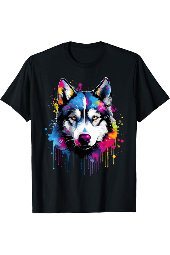 Colorful Siberian Husky Dog Vintage Funny Gifts For Lover Dog T-shirt