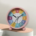 thumbnail image 1 of Colorful Silent Analog Alarm Clock with Night Light, No Ticking Quartz Learning Clock for Bedroom, Easy Adjustable Alarm, Battery Powered Educational Timepiece, 1 of 8
