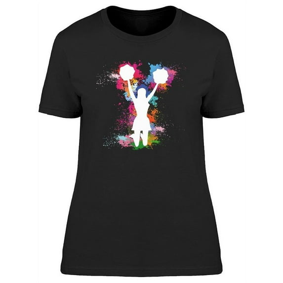 Colorful Silhouette Cheerleader T-Shirt Women -Image by Shutterstock, Female Large