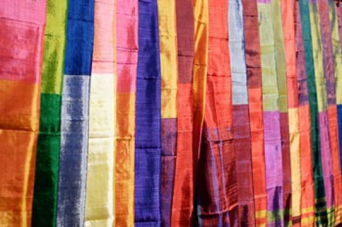 Colorful Silk Scarves at Edfu Market Egypt Canvas Art - Michele Molinari DanitaDelimont (36 x 24)
