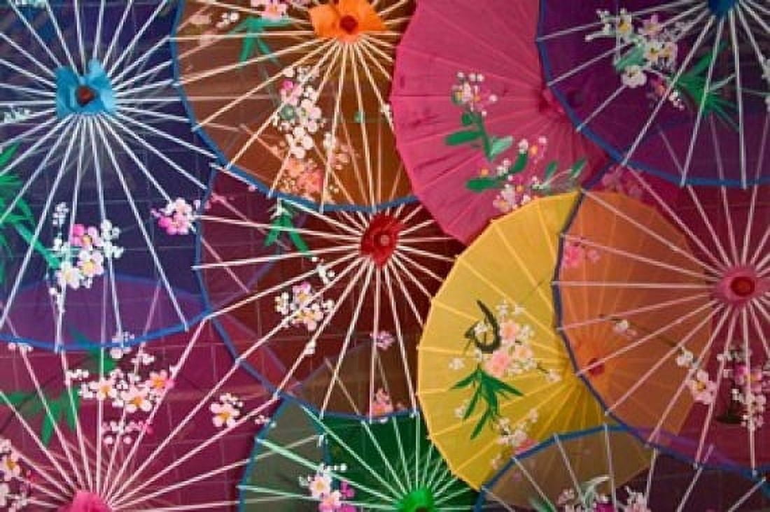 Colorful Silk Umbrellas China Canvas Art - Keren Su DanitaDelimont (35 x 24)