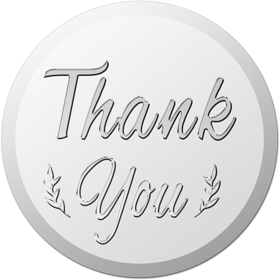 Colorful Silver Foil Stickers 100Pcs 1.5 Inch Wheat Leaf Thank You Round Self Adhesive Label Embossed Metallic Stamp for Wedding Present Decoration Graduation Award Certificate