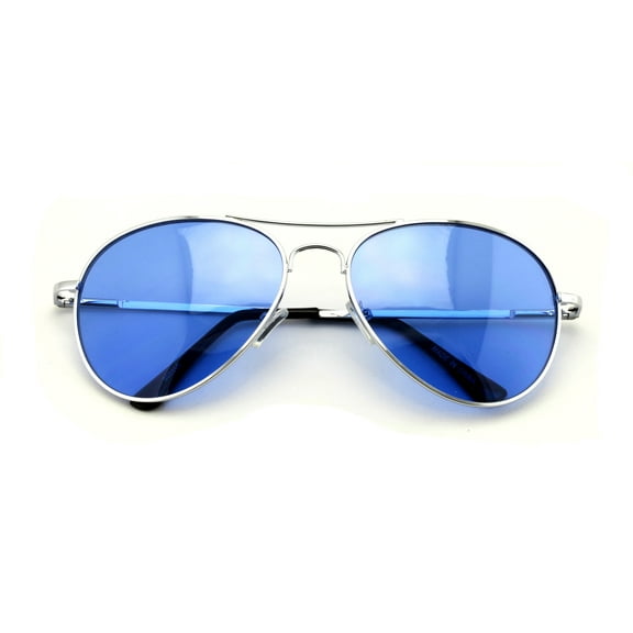 Colorful Silver Metal Aviator With Color Lens Sunglasses - 100% UVA and UVB protection