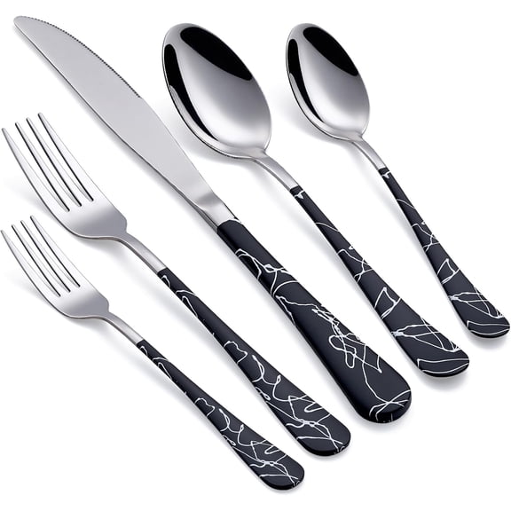 Colorful Silverware Set 20 Piece 18/0 Stainless Steel Flatware Sapphire Blue Handle Cutlery Set Service for 4 Fork Knife Spoon Set Mirror Finish Dishwasher Safe