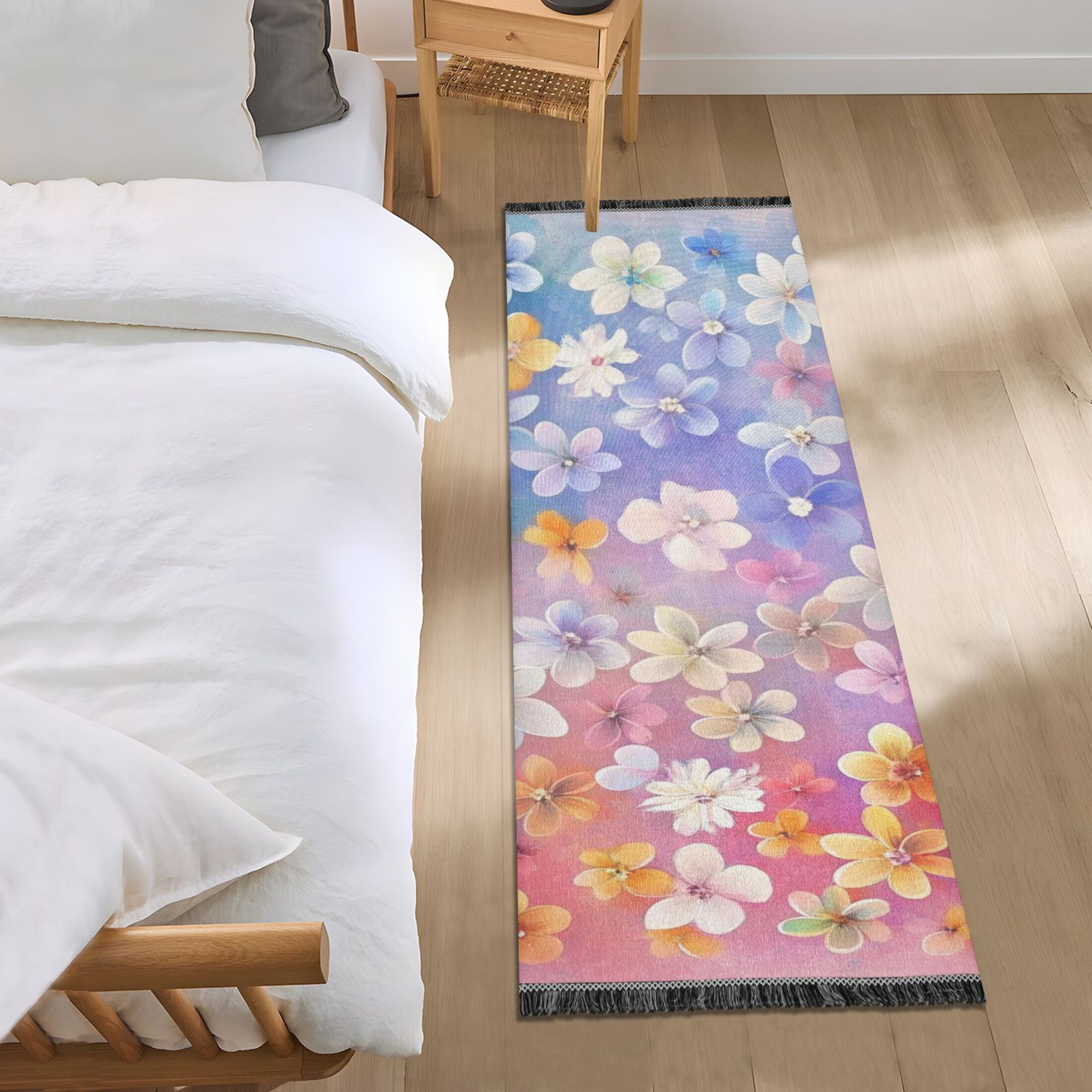 Colorful Simple Flowers Bedroom Runner Rug 2'x 6' Non Slip Carpet ...