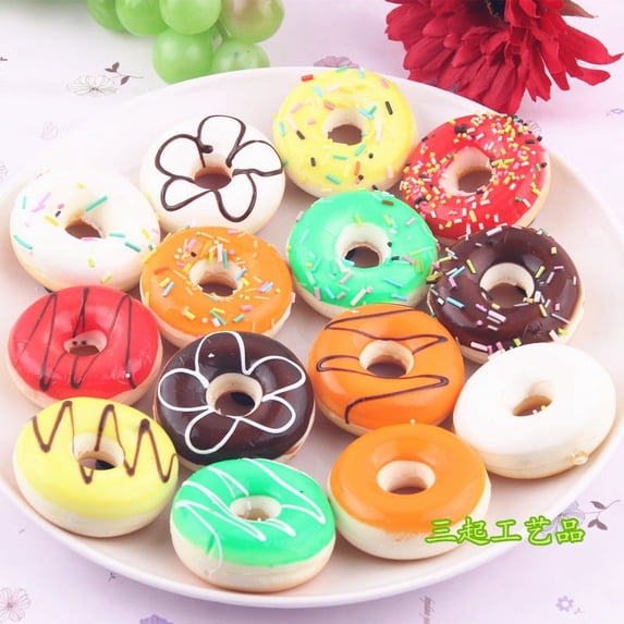 Colorful Simulation Donut Ornaments Fake Cake Model Fun Toys Soft Decoration Home Kitchen Creative Gift