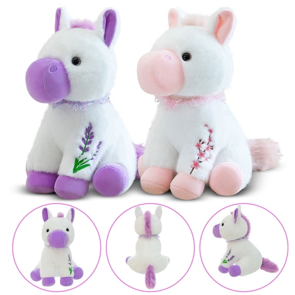 Colorful Sitting Pony Plush Toy Adorable Stuffed Horse Doll for Home Decor & Companionship Gift