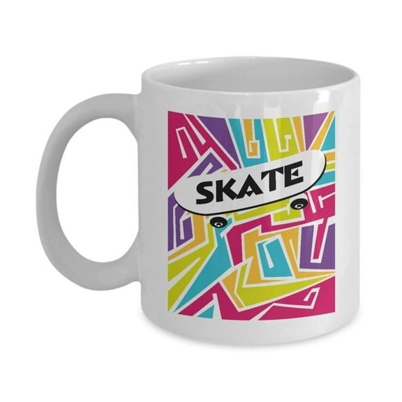 Colorful Skateboard Abstract Art Coffee & Tea Gift Mug And Skate Board Themed Accessories For Youth & Women