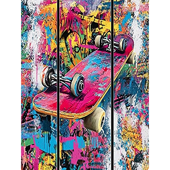 Colorful Skateboard Graffiti Canvas Wall Art Print,Suitable for Living Room Bedroom Dorm Office Apartment and Studio Decoration