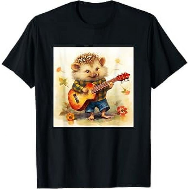 Colorful Sketch Oil Painting Of A Hedgehog Playing Guitar TShirt