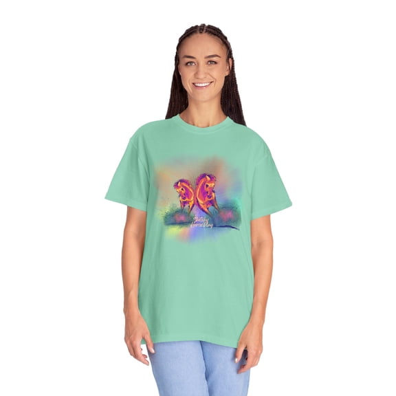 Colorful "Sketchy Horseplay" Comfort Colors T-shirt