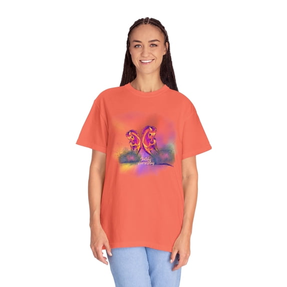 Colorful "Sketchy Horseplay" Comfort Colors T-shirt