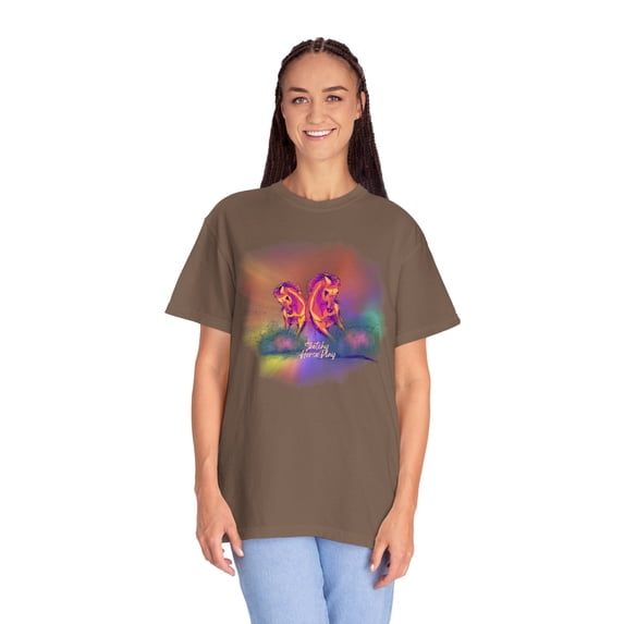 Colorful "Sketchy Horseplay" Comfort Colors T-shirt