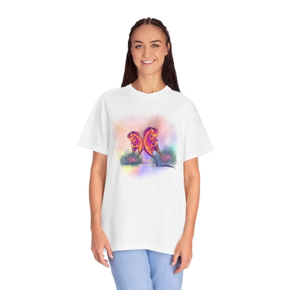 Colorful "Sketchy Horseplay" Comfort Colors T-shirt
