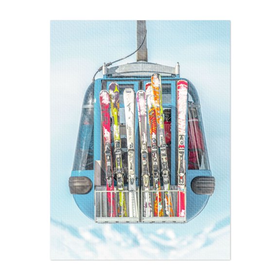Colorful Ski Lift - Photography Winter Snow Mountain Unframed Wall Art Print 8 x 10 inches