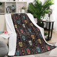 thumbnail image 1 of Colorful Skull Flower Pattern Blanket,Comfortable Soft Flannel Throw Blanket,All Season,Warm Lightweight Blankets for Sofa Bed Couch Living Room Chair,50"x60", 1 of 4