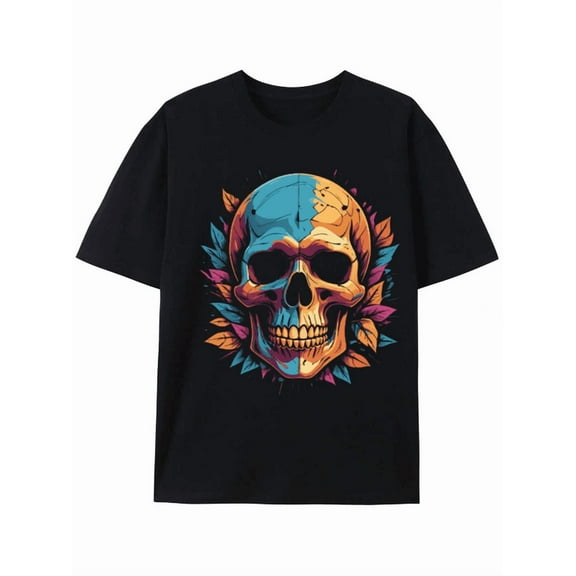 Colorful Skull Graphic Tee - Bold and Vibrant Design