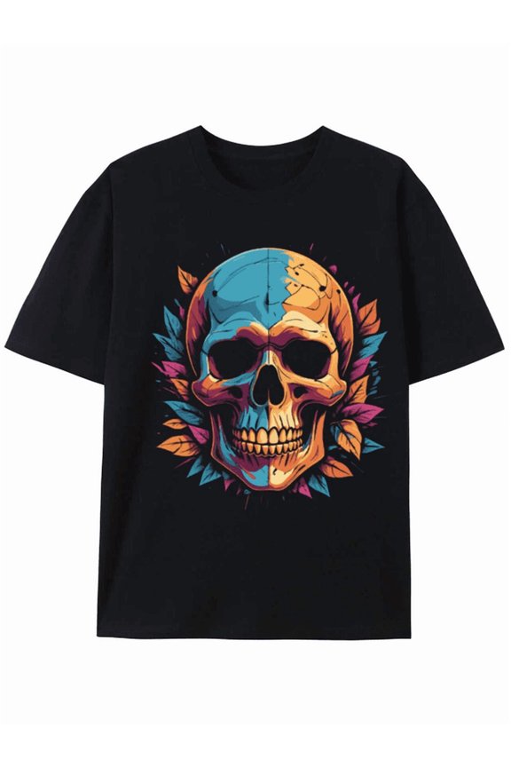 Colorful Skull Graphic Tee - Bold and Vibrant Design