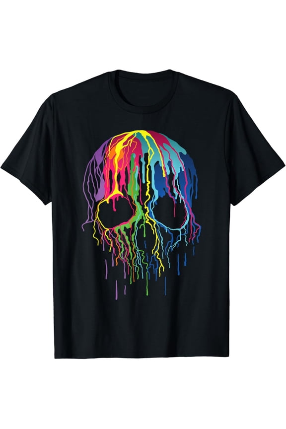 Colorful Skull Head Art Face Splash T-Shirt