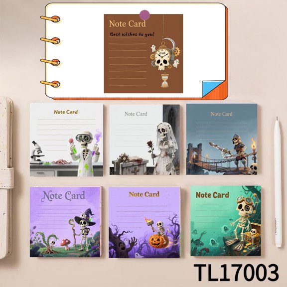Colorful Skull Note Cards-Mysterious and Stylish (3.543.54 Inches) 100-Pack with105 Emoticon Stickers, Super Strong Adhesion for Any Surface,Clean Removal for Note-Taking,Ideal for Home & Office