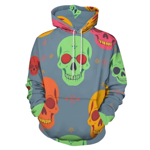 Colorful Skull Pattern 3D Print Hoodie Men Women Autumn Thin Pullover Sweatshirt Vintage Streetwear Tops