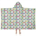 thumbnail image 1 of Colorful Skull Pattern Hooded Bath Towel，50"x30" for Ages 3 To 12 Kids, Quick Dry Lightweight Soft Microfiber Hood Beach Towel Cover Up for Kids, 1 of 7