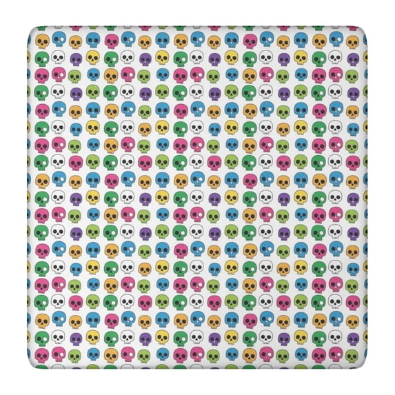 Colorful Skull Pattern Square Fitted Tablecloth with Elastic Edge,Square Table Cover,Washable Elastic Table Cover for Home Kitchen Party Decor 36"x36"