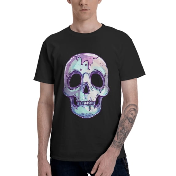 Colorful Skull T-Shirt for Men Cotton 100% Summer Tops Women Fashion Casual Short Sleeves Round Collar Short-Sleeve Couple Top Tees