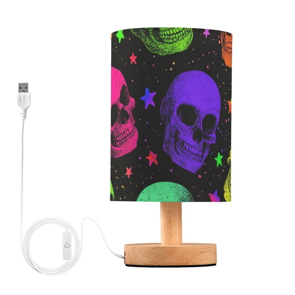 Colorful Skulls Cute Stars Table Lamp with USB Port LED Warm Light Lamp Night Light Home Decor