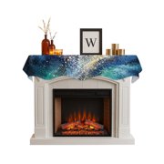 Colorful Sky Fireplace Mantel Scarf, Decorative Mantel Runner for Fireplace, Blue Yellow Green Star Nature Scenery Scarf Drape Tablerunner for Living Room, Holiday Christmas Decor 60''x17''